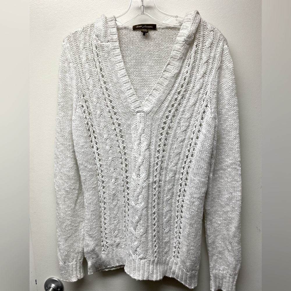 Tommy Bahama V-Neck Hoodie Sweater w/ Silver Threads Medium